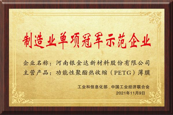 制造業(yè)單項(xiàng)冠軍示范企業(yè)